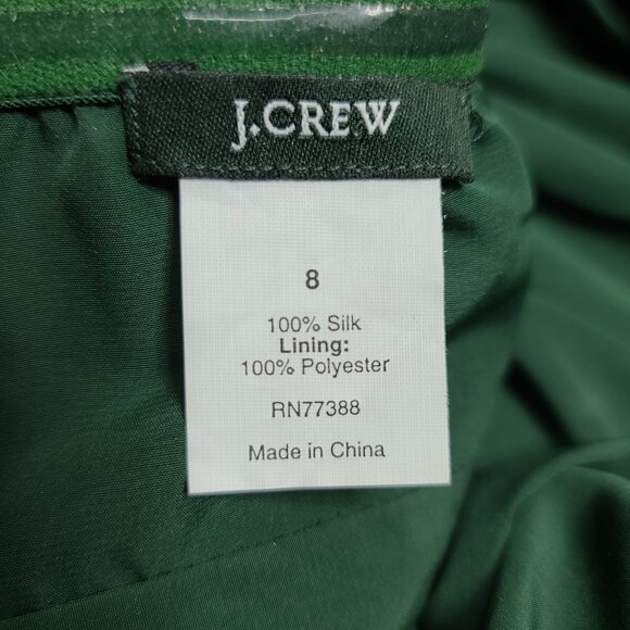 J Crew 100% Silk Green Strapless Dress Size 8 - Picture 5 of 6